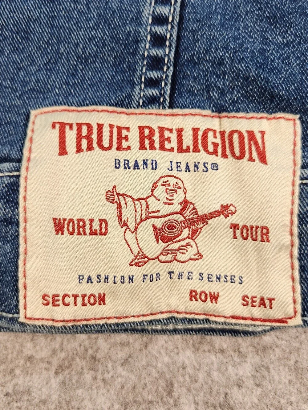 True Religion World Tour Men's Blue Denim Jacket Size Large